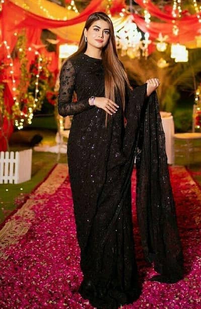 Black Net Saaree
