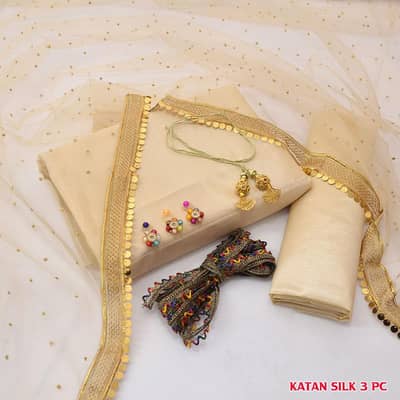 Cotton Dress With Net Dupatta, Lace & Tassel