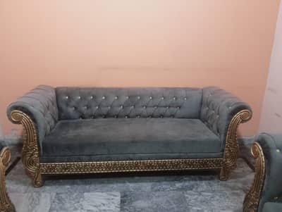 Velvet fabric sofa set new condition