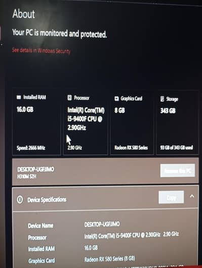 Core i5 9400f With Msi Rx 580 8Gb