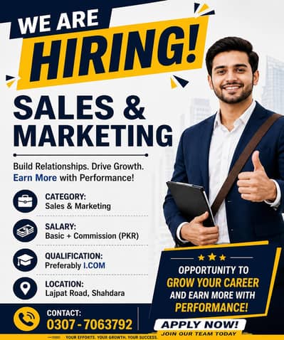 Sales and marketing job available.