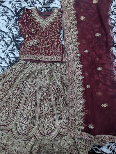 Barat Indian Lehenga (Mehroon + Golden)
