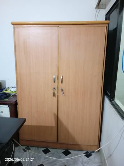 Double door wooden wardrobe