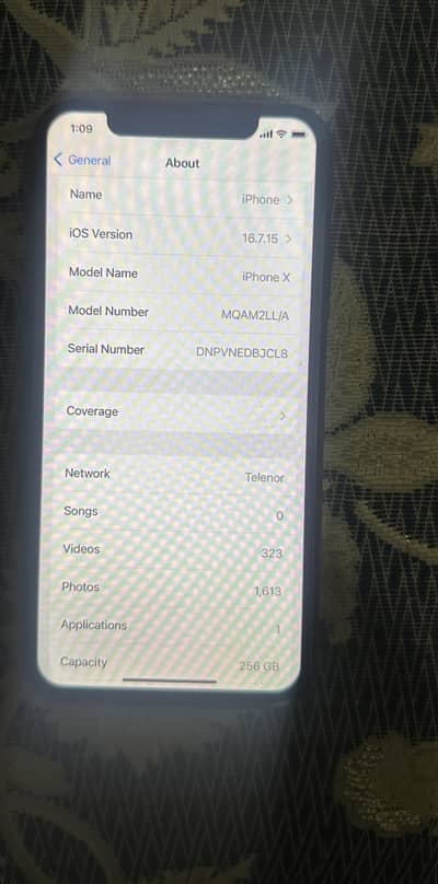 Apple iPhone X 256 gb battery health 100