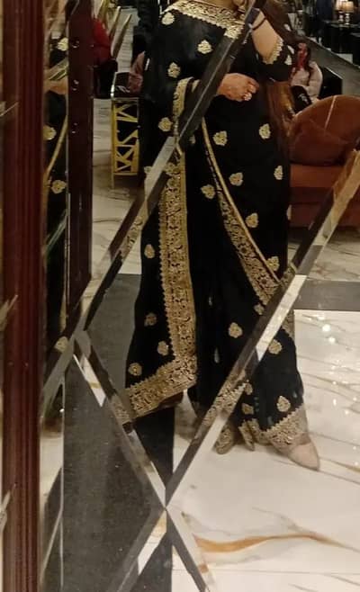 Brand new Black Embroidered Saree with Heavy Fancy Border Party Wear