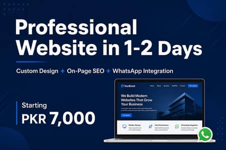 Professional Website in 1-2 Days | Custom Design + SEO starting 7000Rs