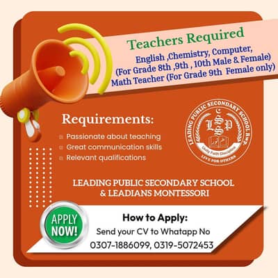 Teachers required