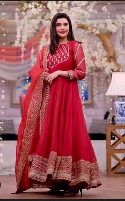 Red flared maxi