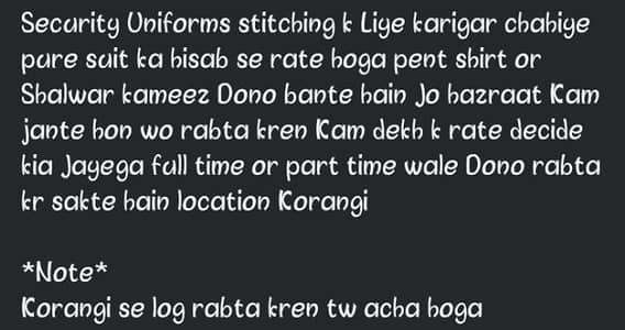 Urgent hiring in Uniforms stitching