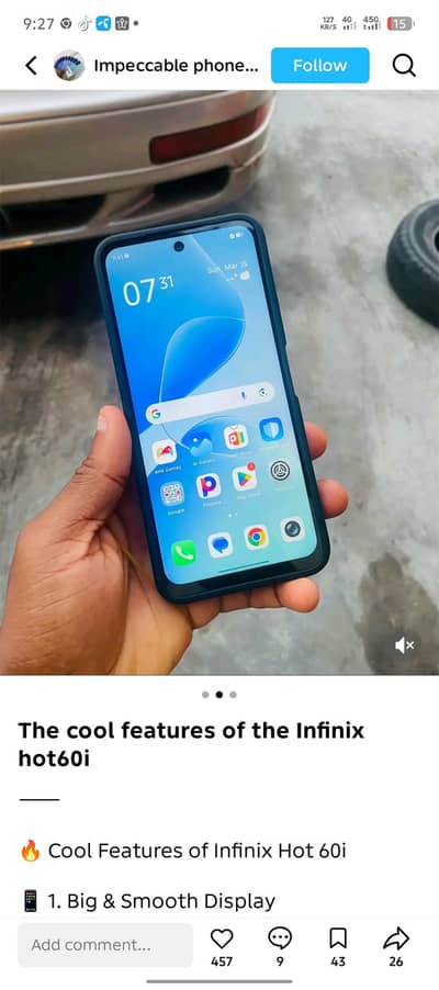 infinx hot 60i new model 6+6gb ram128 storage 33w charge