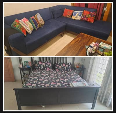Ikea Hemnes Bed set/L shape sofa