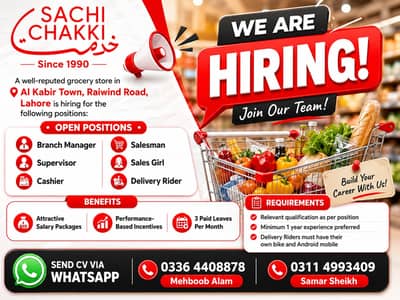 Branch Manager Supervisor Cashier Sales Girl Rider Store Staff Job