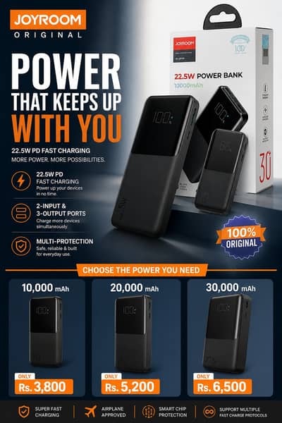 Joyroom Original 22.5W PD Power Banks | 10000mAh, 20000mAh & 30000mAh