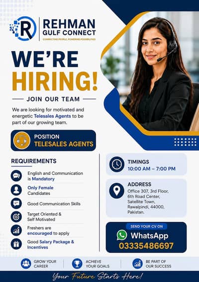 Hiring – Female Call Center Sales Representative - Satellite Town