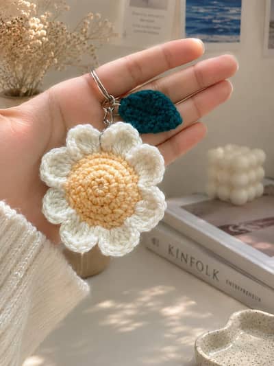 Handmade crochet bag and keychains