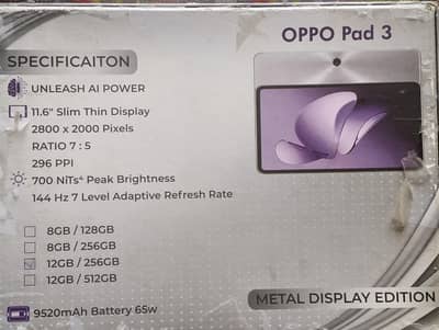 oppo pad 3 12+256
