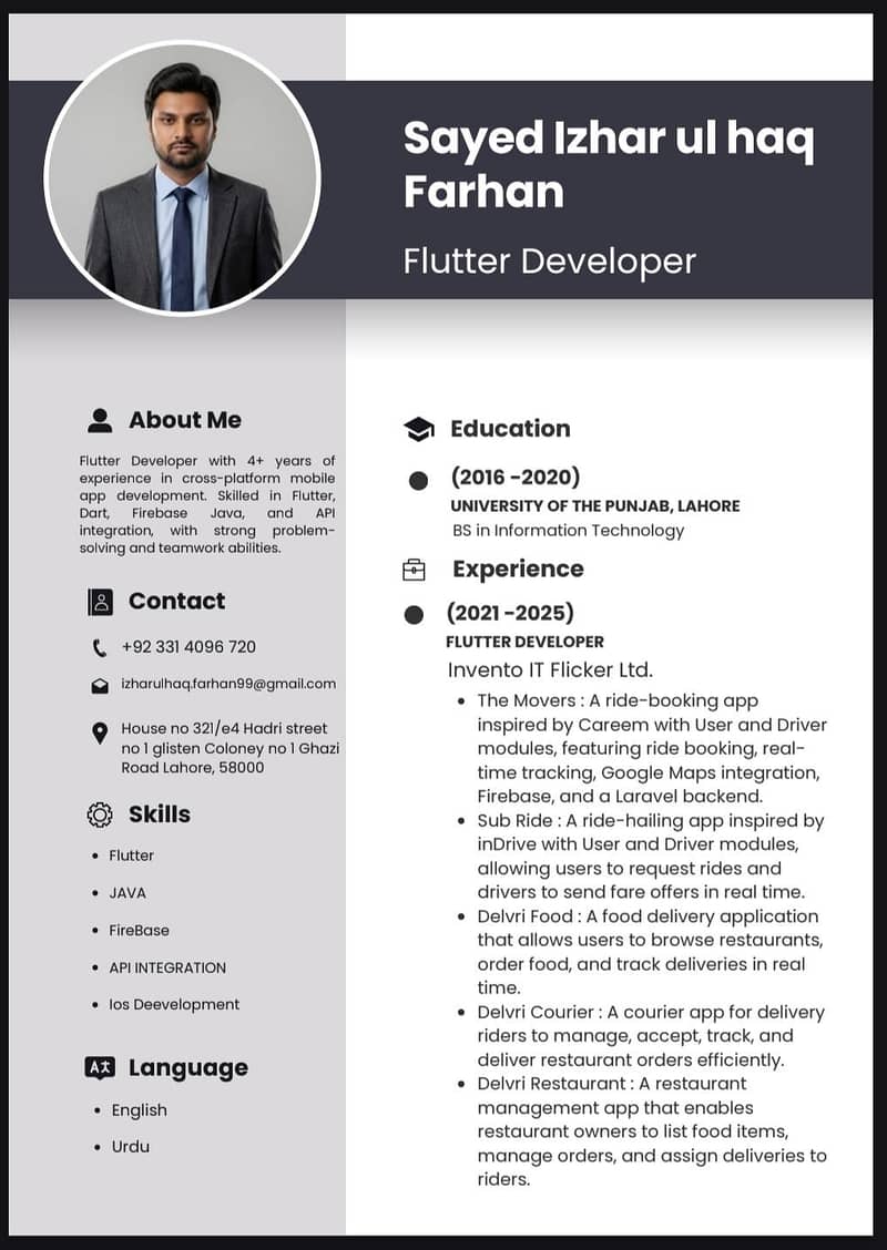 Flutter Mobile App Developer Looking for Job 0