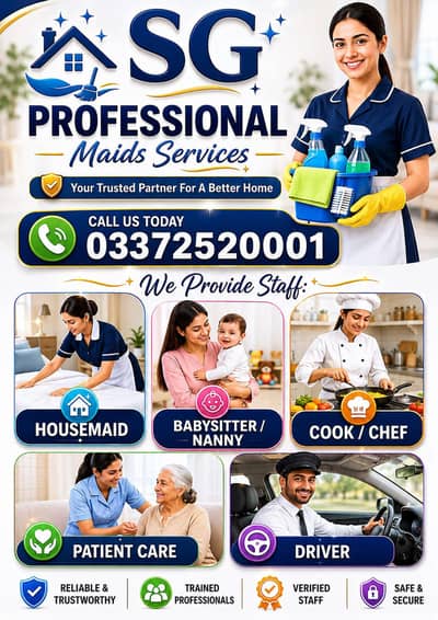 HOUSE MAID BABY NANNY NURSE ATTENDANT COOK HELPER BATMAN SWEEPER