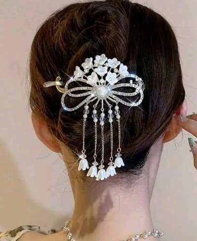 Elegent Chinese style butterfly pearl tassel hair pin for girls brand