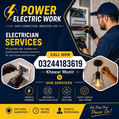 Electrician services, House wiring services, UPS wiring, Solar wiring