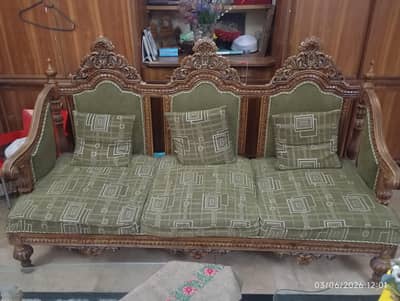 5 seater wooden sofa set/ chinioti wood / with side tables/ sofa set
