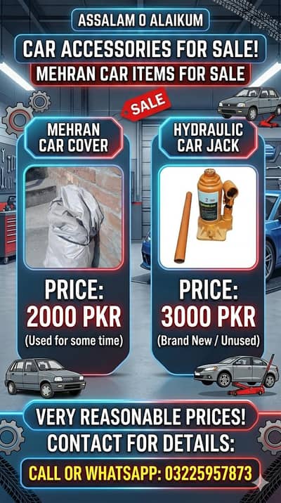 Car Jack and Mehran Car Cover