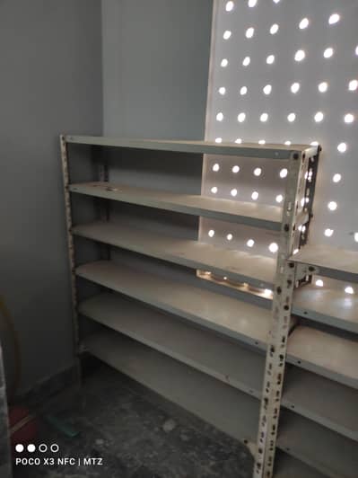 2 metal shelves and racks