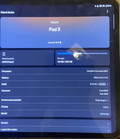 OPPO Pad 3 (8GB/256GB) – Excellent Condition