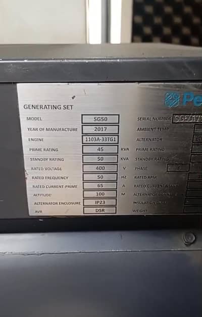 diesel generator used 45kva perkins