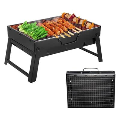 Portable Charcoal BBQ Grill - Folding Design, Ideal for Outdoor, Camp