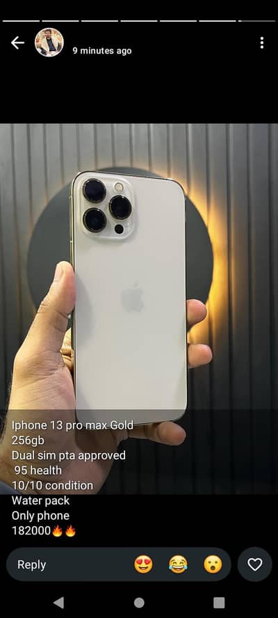 iPhone 13 Pro max Gold 256 GB PTA-APPROVED