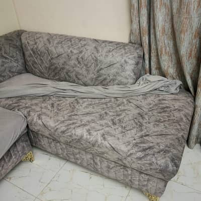 L-shape turkish material sofa 6 seater and also marble top table