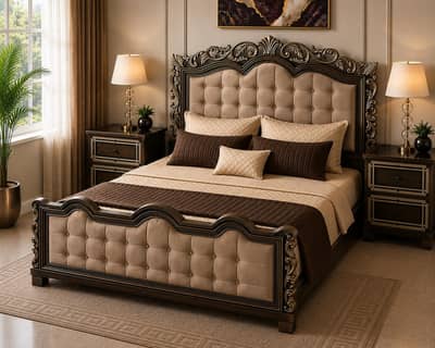 Royal Heritage King Bed Set – Luxury Wooden Bedroom Collection