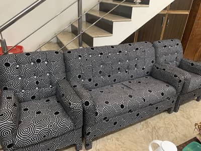 5 person grey black sofa set