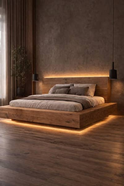 new wooden double bed