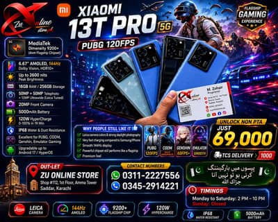 Xiaomi 13T Pro K60 Ultra 16GB 256GB PUBG 120FPS | Dimensity 9200+ NON