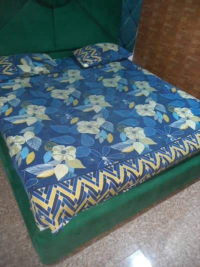 Double Bed with matters & Side Table, & 3-Seater Sofa Set for Sale