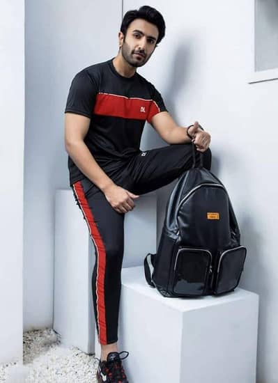 Men Slim Fit Track Suit Black Red