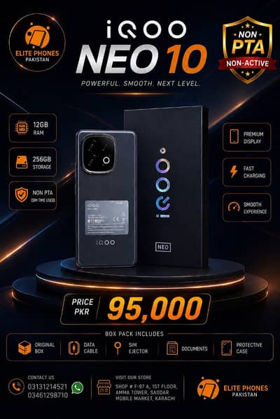 iQOO Neo 10 global variant 12GB RAM 256GB storage | non PTA