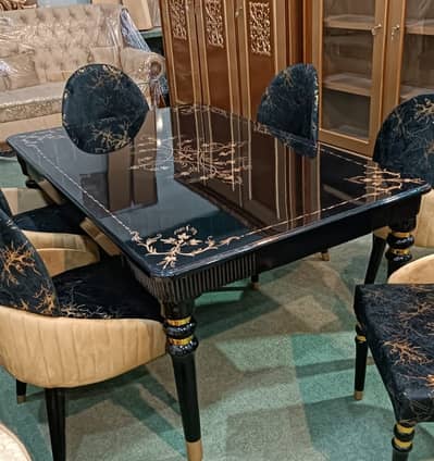 Dining Tables || 6 Chairs Dining Table || Glass On Top || Marble Top
