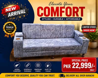 3 in 1 Sofa Cum Bed – Sofa + Bed + Relaxer | Only 22,999 PKR