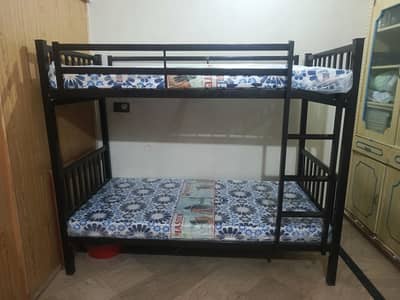 kids bunk bed (iron) with new mattress