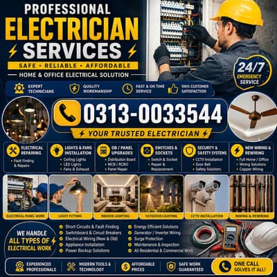 Electrician services, House wiring services, UPS wiring, Solar wiring