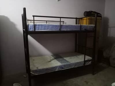 DOUBLE FLOOR IRON BED WITH METRESS LIKE NEW
