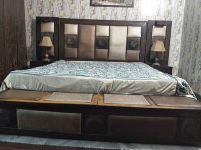 King Size Bed Set for Sale with 2 side tables and a dressing table
