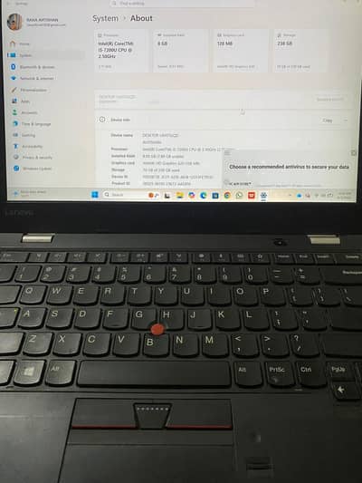 Lenovo i5 7th generation 128 graphics card and 256 SSD