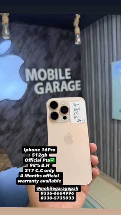 Iphone 16Pro 512gb Official Pta 4 Months Warranty