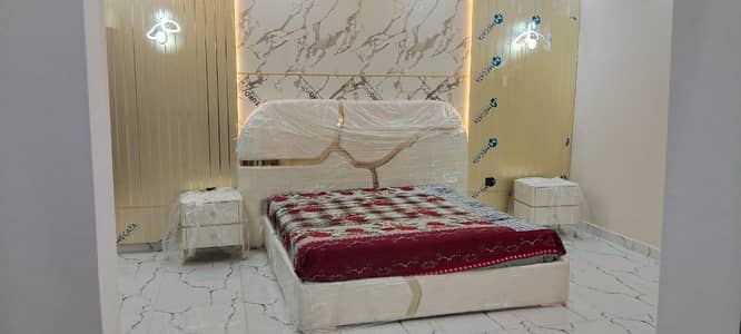 king size bed with two tables with mettras