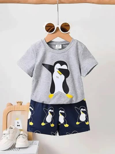 Product Name: Penguin Print 2-Piece Night Suit for Boys Grey 1-5Yr.