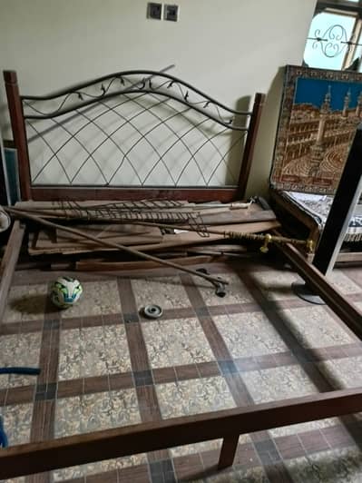 Wooden iron king size bed for sale unassembled